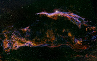 West Veil Nebula in Narrowband and RGB Stars