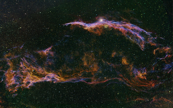 West Veil Nebula in Narrowband and RGB Stars